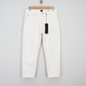 NWT Edwin Hana Classic Straight Crop Button-Fly Denim Jean White Noise Size 31